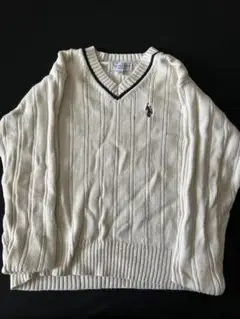 U.S. POLO ASSN.のVネックセーター　ホワイト Vネック ベスト