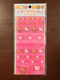 ハローキティ タイルシール 日焼けキティ　ハイビスカス　ピンク「正規品」