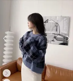 チェック柄ニット