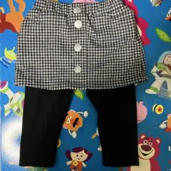 ミッキー風チェック柄スカートレギンスセット