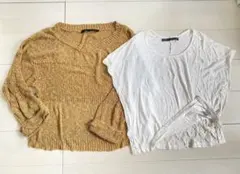 リップサービス　白バッグレースカットソー&ベージュ透かし編みサマーニット　セットのサムネイル