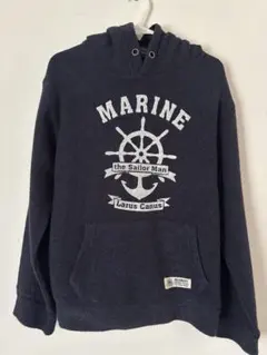 CREATION CUBE マリン柄 裏起毛パーカー150cmNAVY