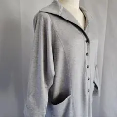 ensuite Lサイズ　グレー ボタン付きカーディガン 七分袖