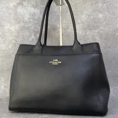 極美品 COACH クロスグレインレザー ケイシー トートバッグ ブラックのサムネイル
