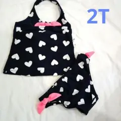 女の子 水着 セパレート ハート ネイビー 2T オシュコシュ