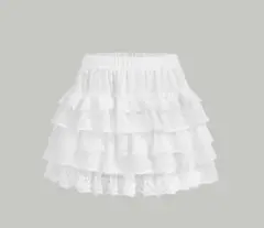 SHEIN コントラストレース フリル裾 スカート ペチコートホワイト 白