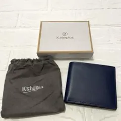 ✨新品未使用✨K.starplus 二つ折り財布 ネイビー 本革 メンズ 箱付き