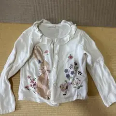 next baby ネクストベビー　うさぎ小鳥花柄刺繍カーディガン