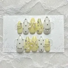 現品】ネイルチップ♡イエロー 黄色 量産型地雷韓国ワンホンイニシャル