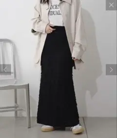 kastane カットフリルIラインスカート タイト ロング ブラック カスタネ