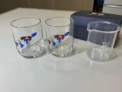 花模様 ガラスコップ 2個セット 100ml