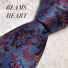 【極美品】　ビームスハート　ネクタイ　光沢感　ジャガード織　花柄　ペイズリー柄