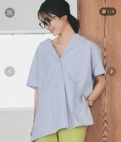 美品 ドゥーズィエムクラス コットンプルオーバー ショートスリーブブラウス 美品】ドゥーズィエムクラス コットンプルオーバーショートスリーブ