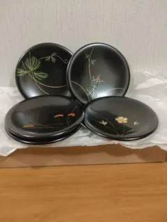 漆器 銘々皿 5枚セット 花柄