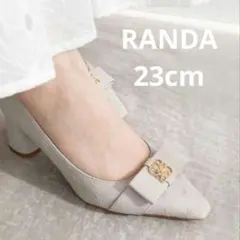 【新品】RANDA モノグラムゴールドパーツパンプス グレー 23cmのサムネイル
