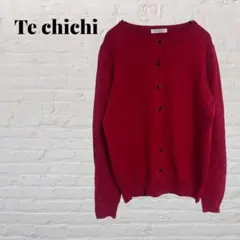 テチチ　カーディガン 赤 M ニット 長袖 シンプル 羽織り 薄手　春カーデ
