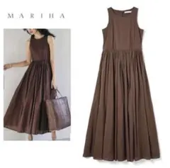 美品 MARIHA マリハ 夏のレディのドレス ロングワンピース ブラウン