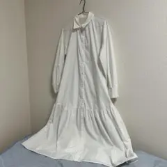 GU シャツワンピース マキシワンピース 裾フリル