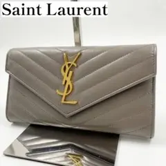 【✨極美品✨】サンローラン カサンドラ YSL フラップウォレット グレージュのサムネイル