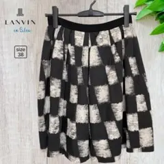 極美品✨️ 【LANVIN en Bleu】モノトーンチェック フレアスカートのサムネイル