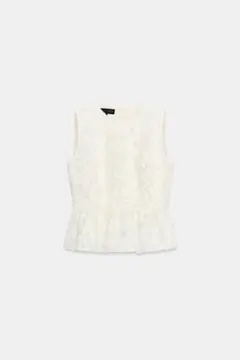 完売品 ZARA フリンジペプラムブラウス Mサイズ新品タグ付き - メルカリ