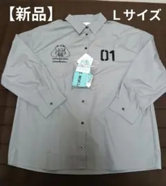 【新品】初音ミク シナモロール ネクタイ付きシャツ グレー　Ｌサイズのサムネイル