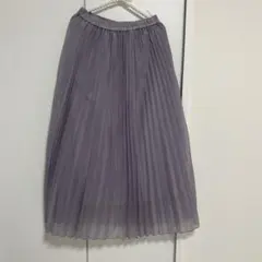 GU 光沢シアー プリーツロングスカート ウエストゴム パープル　Mサイズ