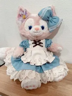 ハンドメイド　コスチューム　リーナベル　くすみブルーのエプロン付きワンピース
