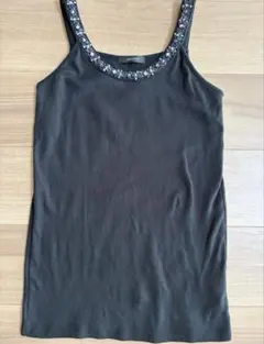 JEANASIS ビーズ装飾 ブラックタンクトップ