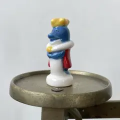フランス フェーブ 陶器 王様 王冠 イルカ 青 1096