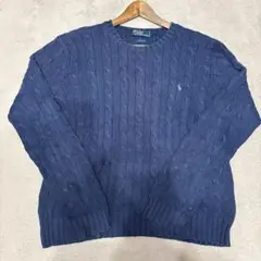 POLO RALPH LAUREN ケーブル ニット セーター ネイビー S