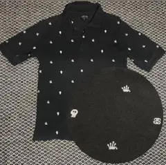 【人気】stussy ステューシー　ポロシャツ　総柄　ブラック