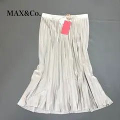 【新品】MAX&Co. シルバー ラメ プリーツロングスカートL ウエストゴムのサムネイル