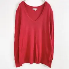 Gap ギャップ Vネックセーター【M】レッド 赤 ニット 長袖 無地 シンプル