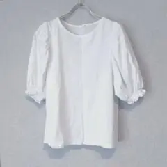 ✨綿100％✨ GU ジーユー M Tシャツ ボリューム袖 シンプル 五分袖 白