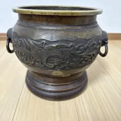d*7様 赤堀信平造 鋳銅葡萄高彫花瓶 極上品 希少良品 古銅 古玩 古道具