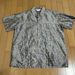 タイシルク　紳士　半袖シャツ　象柄　胸ポケット　レイヤード　重ね着　サテン