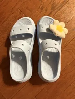crocs ライトブルー 厚底サンダル