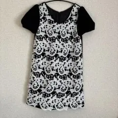 MERCURYDUO ワンピース　入学式　セレモニー服　半袖　ひざ丈　F 黒/白