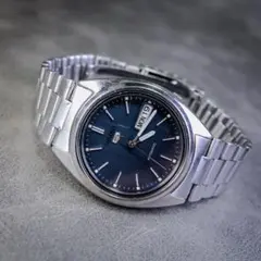 SEIKO 5 세이코 5 자동 감기 남성용 시계 네이비 다이얼 데이 데이트