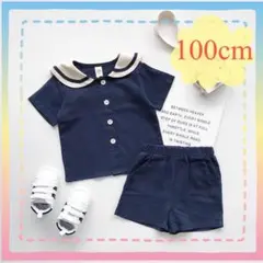 新品未使用 大人気セーラーセットアップネイビー100cmリンクコーデ半袖半パン