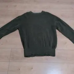 オリーブグリーン クルーネックセーター Lサイズ