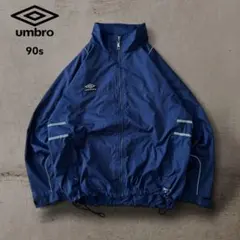 アンブロ90s企業系フーディナイロンジャケットリフレクタードローコード紺古着