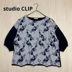studio CLIP スタディオクリップ 花柄刺繍 7分袖 カットソー M