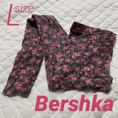 Bershka ピンク花柄 プリント レギンス Lのサムネイル