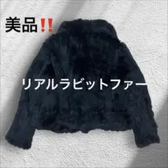 SALE中‼️リアルラビット　ファーコート ブラック 38 毛皮使用　高級　M