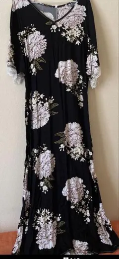 花柄 半袖ロングドレスseen