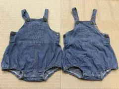 ベビー　デニムサロペットロンパース　双子