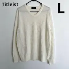 タイトリスト ニットセーター ウール L アイボリー 白 シンプル 薄手 刺繍