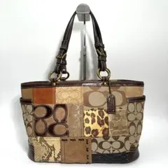 COACH コーチ デニム パッチワーク ハンドバッグ 10816 ターンロック